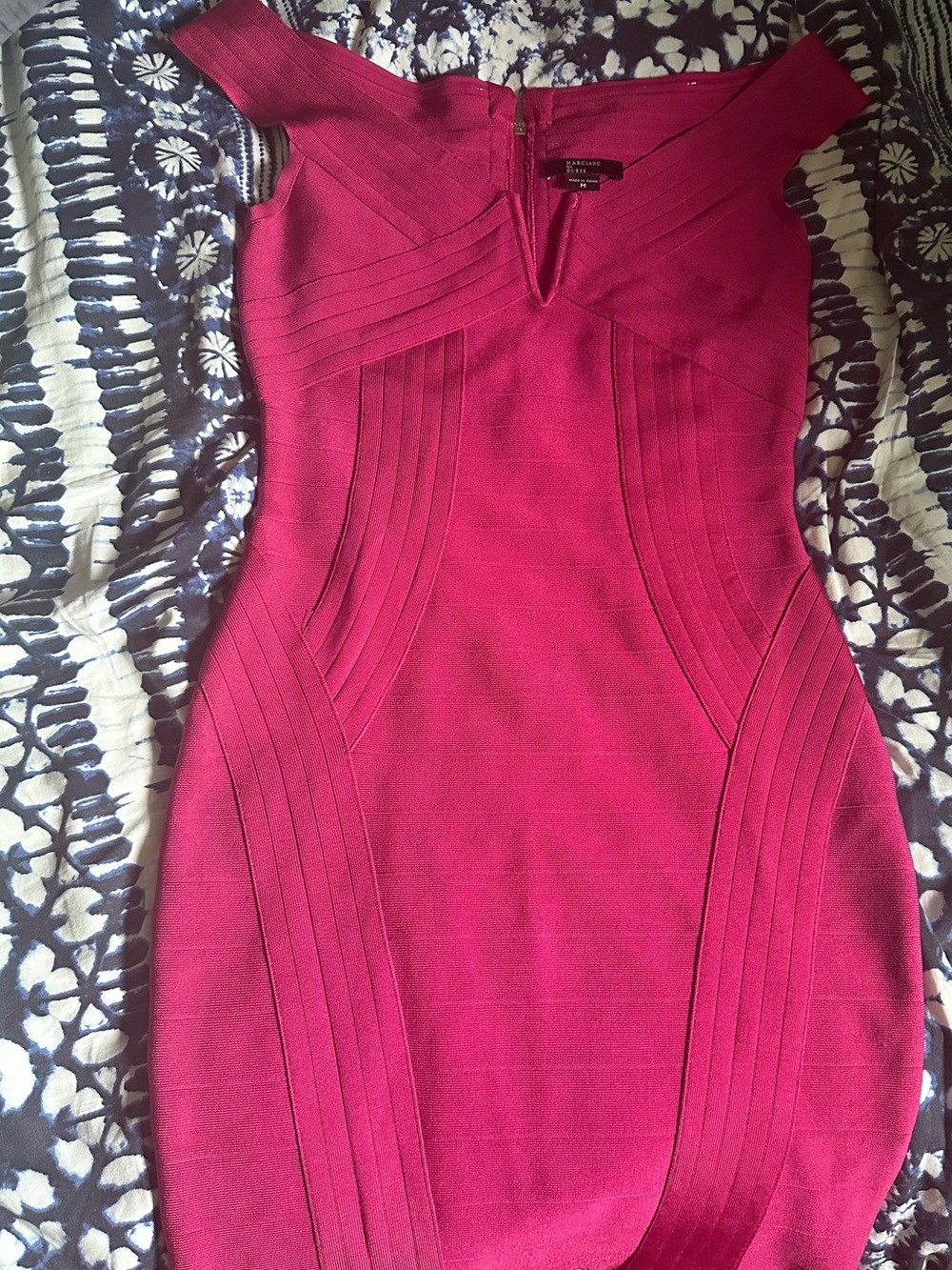 Guess by Marciano Hot Pink Off-Shoulder Bandage Mini Dress